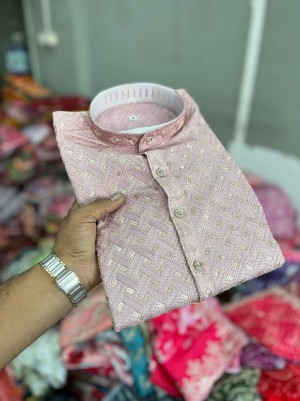 Lucknowi Shifli rayon pink kurta pajama